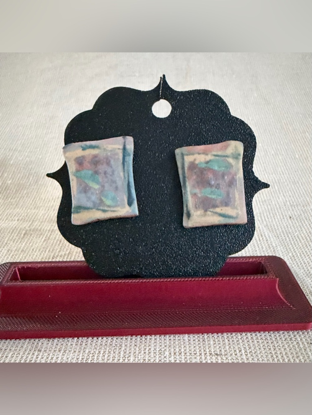 Handmade Multicolor Square Stud Earrings